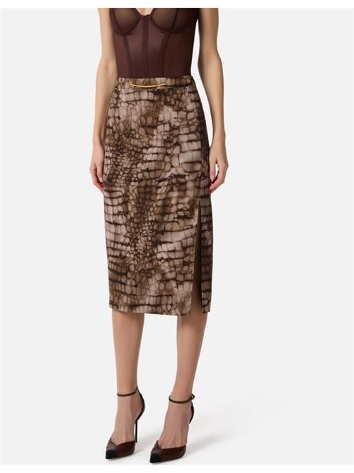 Lightweight jersey skirt with alligator print ELISABETTA FRANCHI | GO14961E2.644